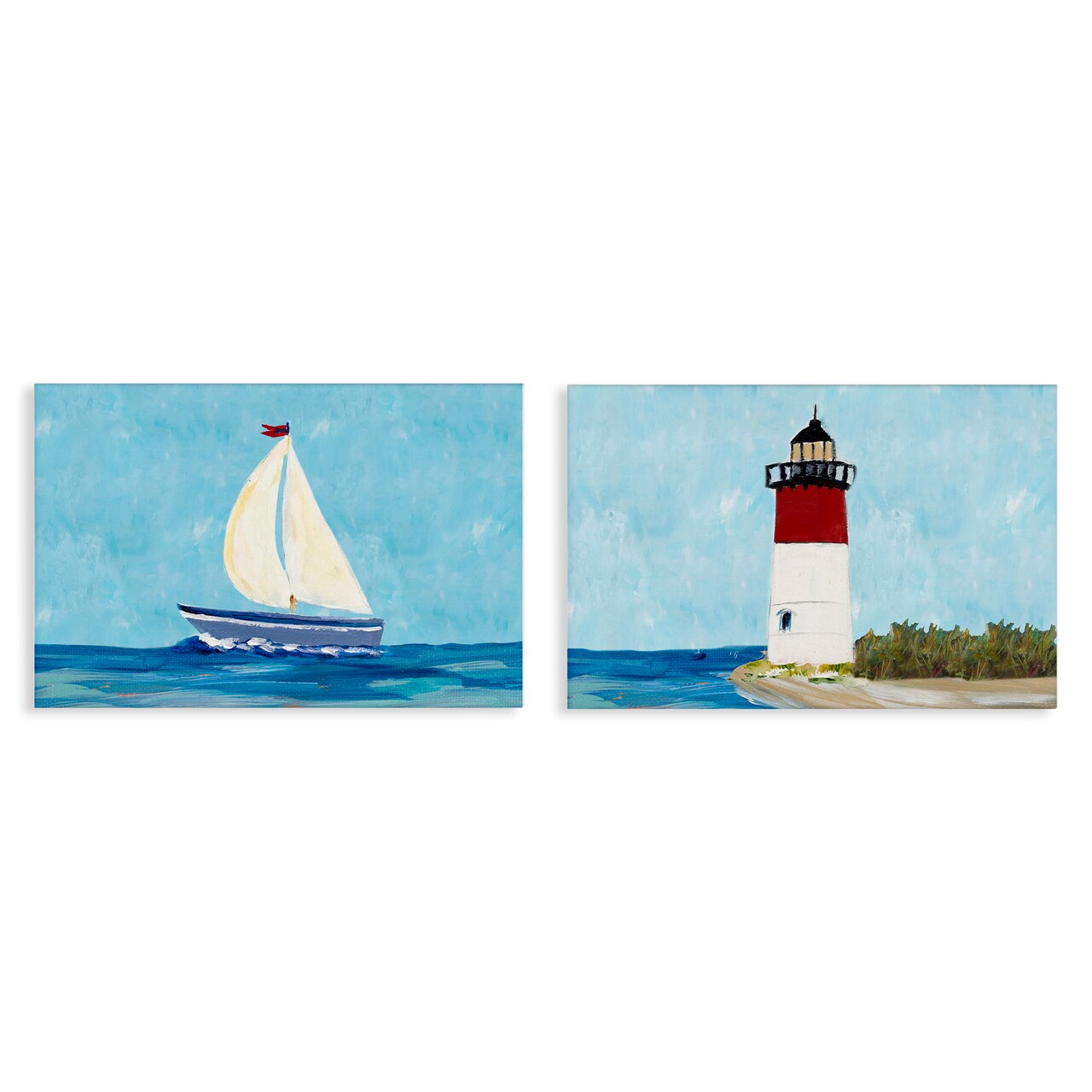 Stupell Industries Nautical Sail the Sea Lighthouse 2 pc Canvas Wall Art Set Design by Julie Derice